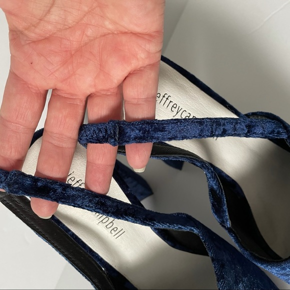 *JEFFREY CAMPBELL* Chika Blue Crushed Velvet Heels - Picture 6 of 9